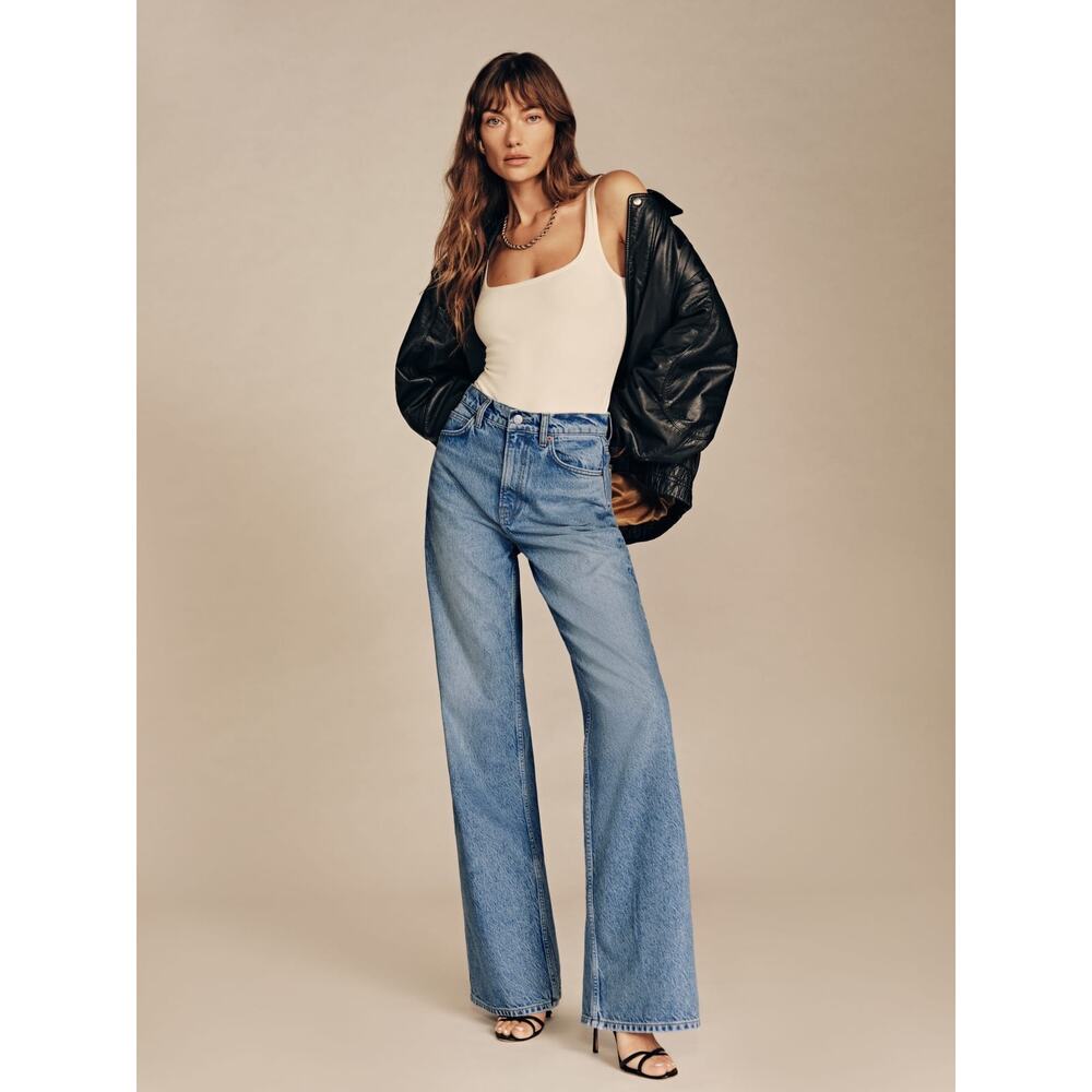 Reformation Womens Cary High Rise Slouchy Wide Leg Jeans Size 25